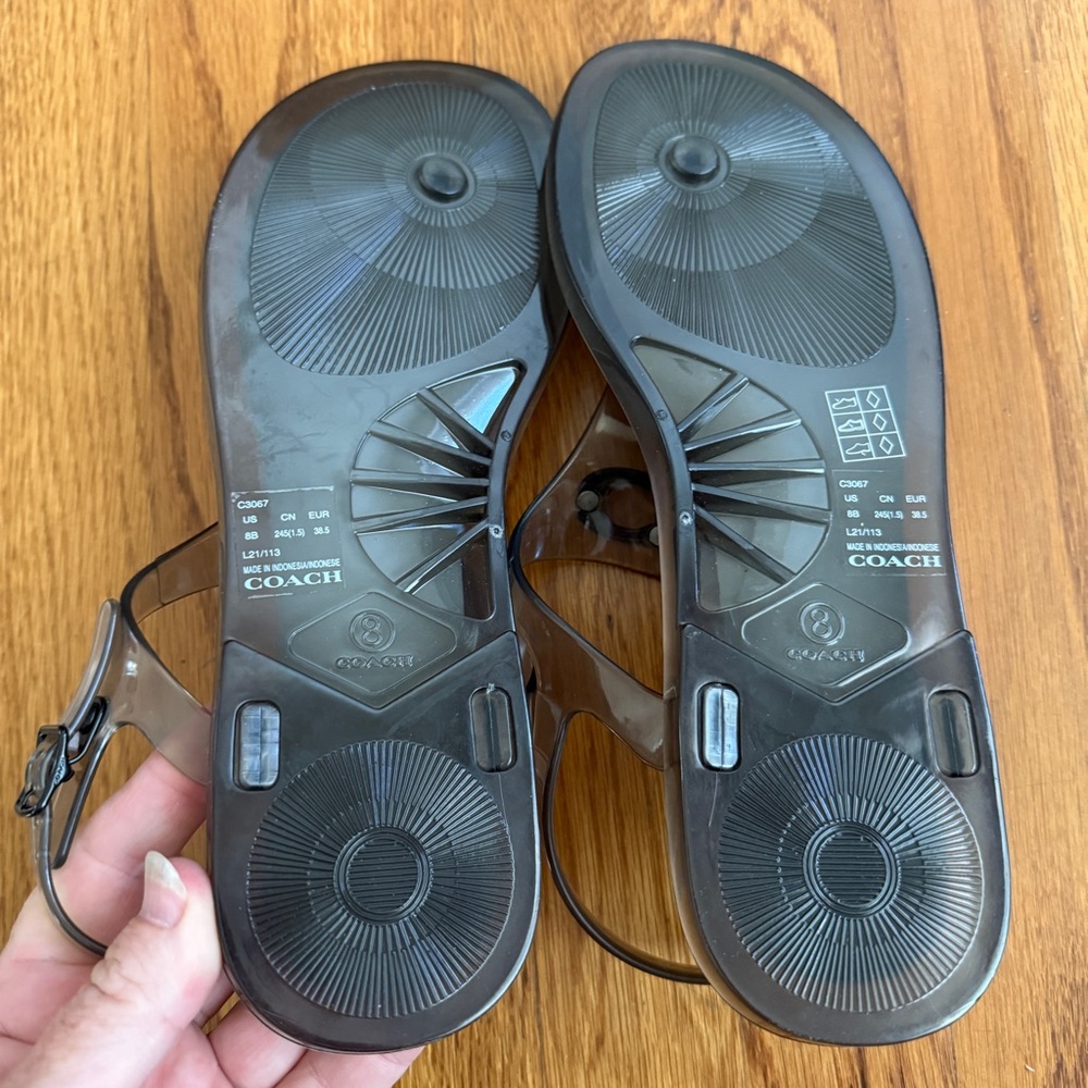 Coach Natalee black clear jelly summer sandals 8 - Picture 5 of 6